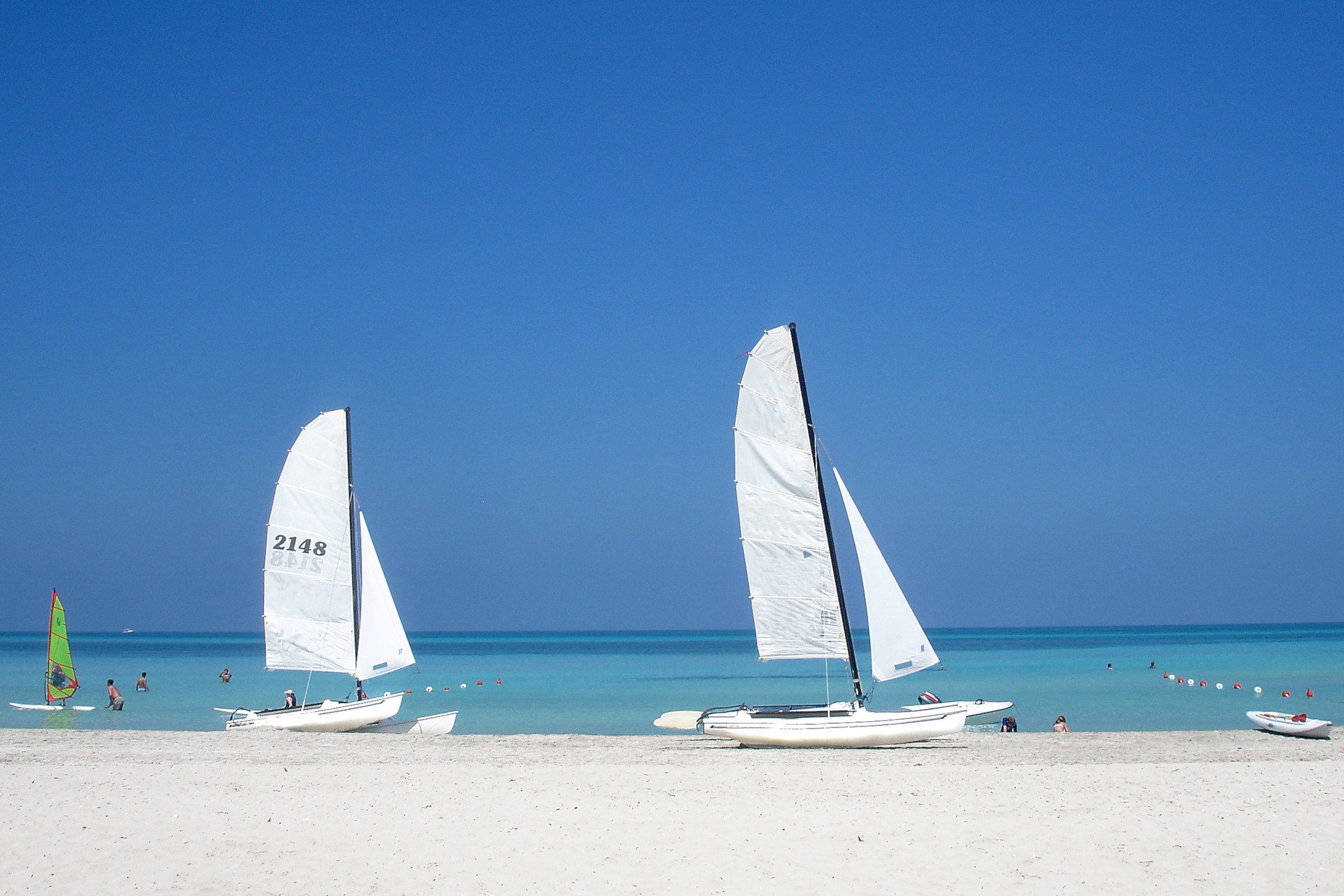 Couple of catamarans in Cuban beach